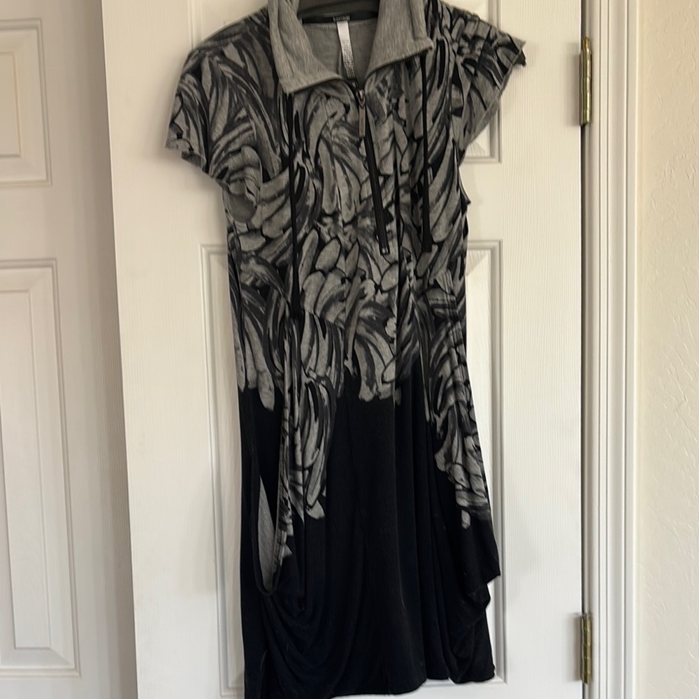 Gray and Black Asymmetrical Casual Bag